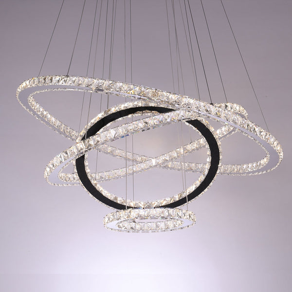 SEFINN FOUR LED Chandelier Modern Flush Mount Crystal Ceiling Pendant ...