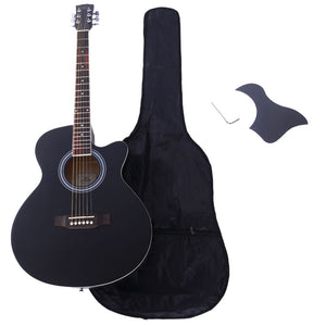 Black 40 inch Spruce Front Cutaway Folk Guitar