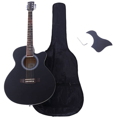 Black 40 inch Spruce Front Cutaway Folk Guitar