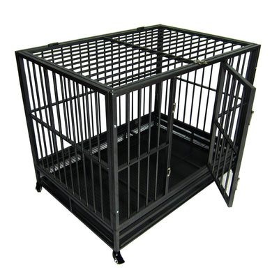 42" Heavy Duty Dog Cage Crate Kennel Metal Pet Playpen Portable with Tray