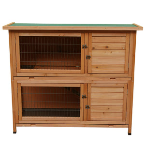 48" 2 Tiers Waterproof  Coop Rabbit Hutch Wood House Pet Cage