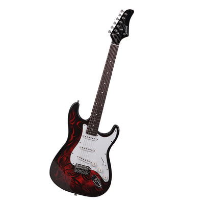 Red GST-E Electric Guitar with Shoulder Strap