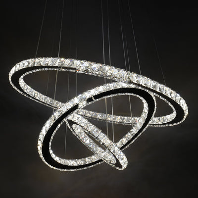 Modern 3 Ring Round LED Crystal Chandeliers