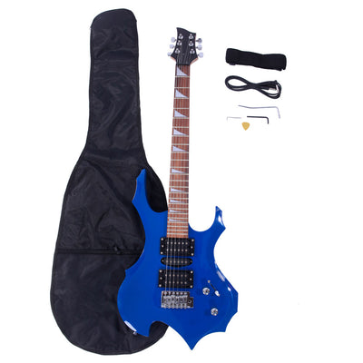 Dark Blue Flame Shaped Electric Guitar