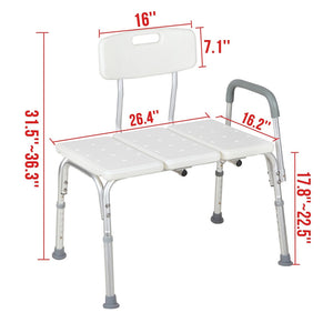 3 Blow Molding Plates Aluminum Alloy Elderly Bath Chair White