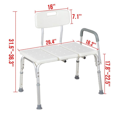 3 Blow Molding Plates Aluminum Alloy Elderly Bath Chair White