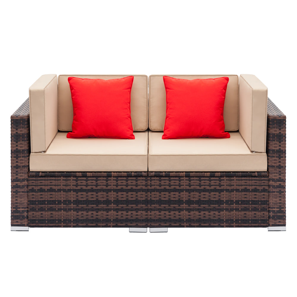 Fully Equipped Weaving Rattan Sofa Set with 2pcs Corner Sofas Brown Gradient