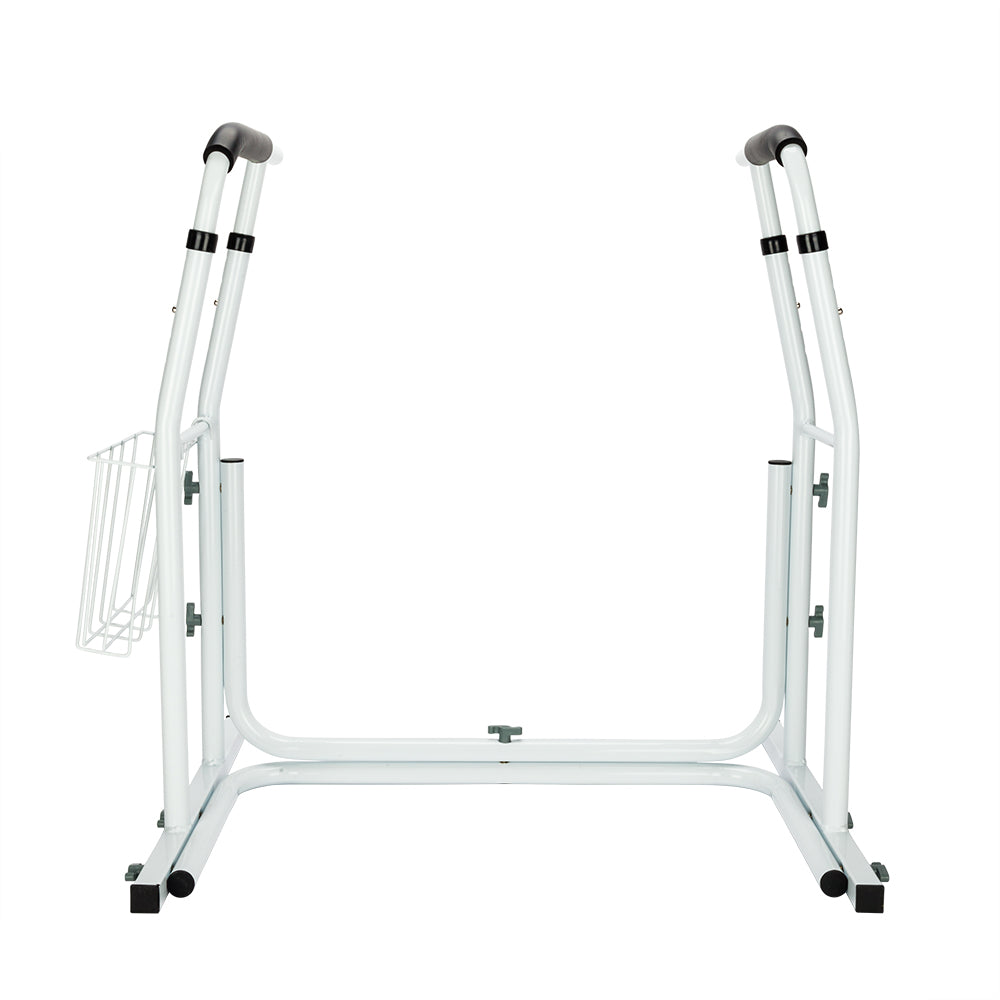 Stand Alone Toilet Safety Grab Rail with Magazine Rack White