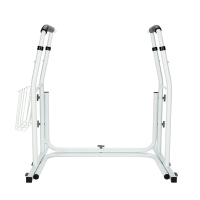 Stand Alone Toilet Safety Grab Rail with Magazine Rack White