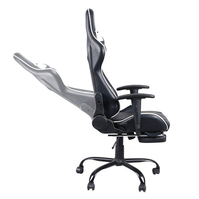 High Back Swivel Chair Racing Gaming Chair Office Chair with Footrest Tier Black & White