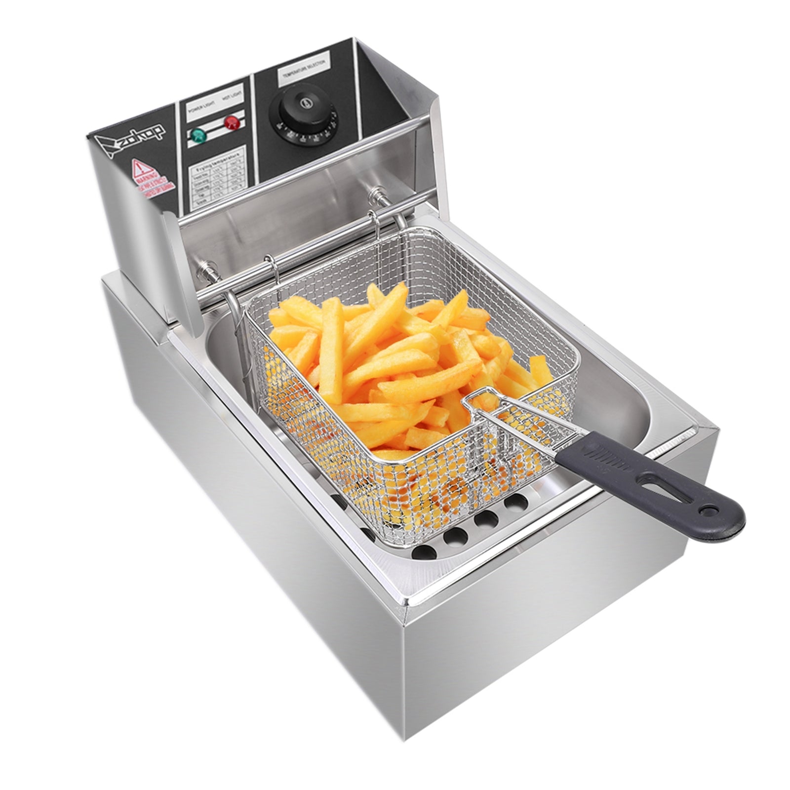 ZOKOP EH81 2500W MAX 110V 6.3QT/6L Stainless Steel Single Cylinder Electric Fryer US Plug