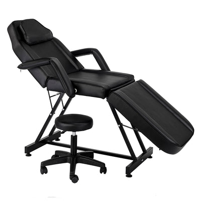 72" Adjustable Beauty Salon SPA Massage Bed Tattoo Chair with Stool Black