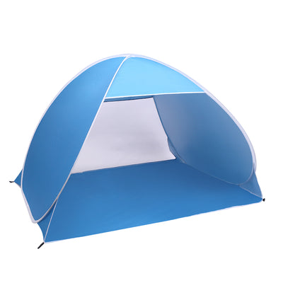 2-3 Person Beach Tent Pop Up Sun Shelter Tent Big Automatic Sun Umbrella 2-3 Person Fishing Beach Shelter Blue