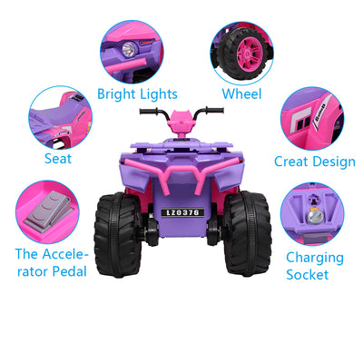 LEADZM LZ-9955 ALL Terrain Vehicle Dual Drive Battery 12V7AH*1 without Remote Control with Slow Start Pink & purple