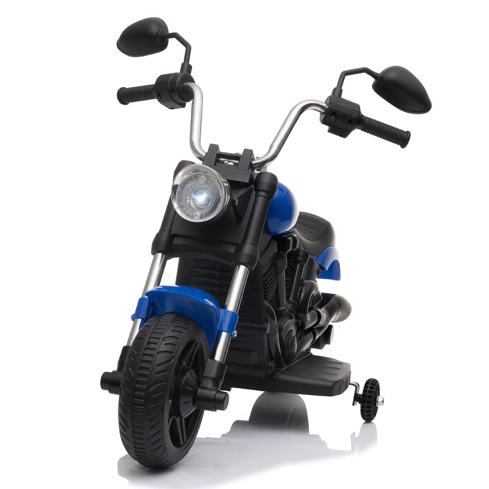 Kids Electric Ride On Motorcycle With Training Wheels 6V Blue