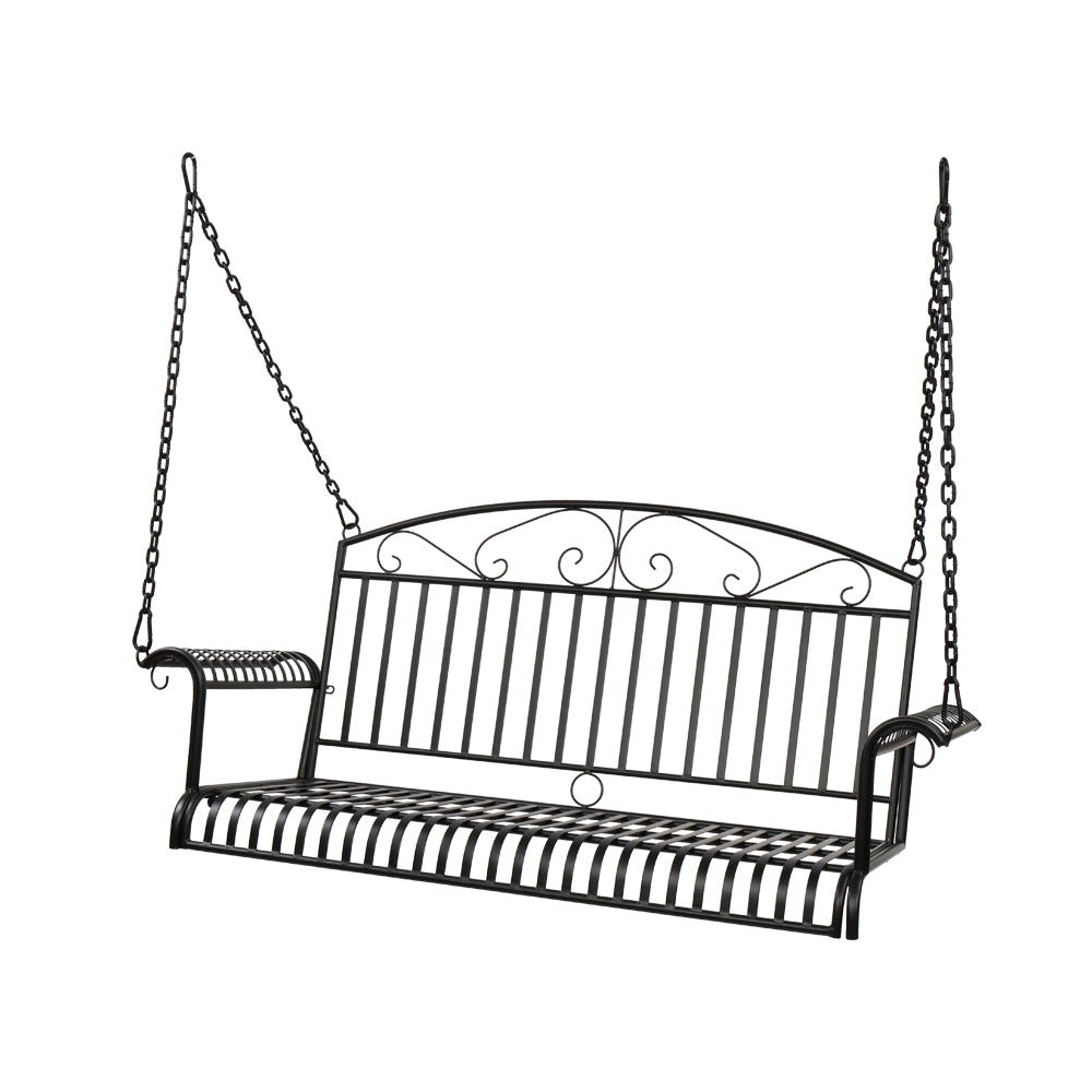 Bent Armrest Double Swing Chair Black