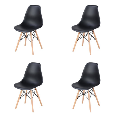 Living Room Chairs/Dining Chairs/Desk Chairs/Office Chairs/Leisure Chairs/Natural Beech Chairs with ABS backrest, a Set of 4, Black