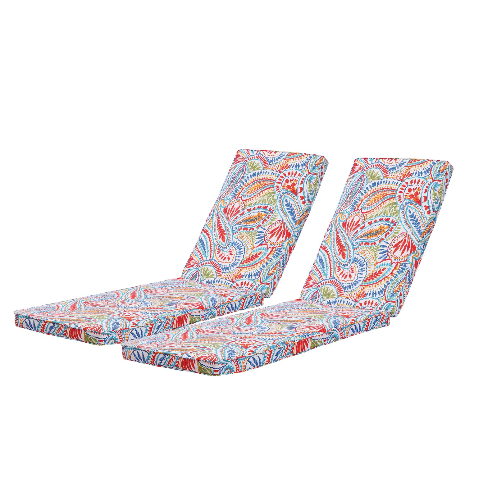 2PCS Set Outdoor Lounge Chair Cushion Replacement Patio Funiture Seat Cushion Chaise Lounge Cushion (Flower Color)