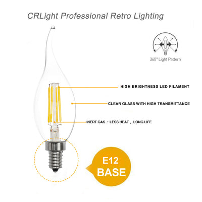 E12 4W Edison Vintage Filament LED Bulb Candle Light Spot Lamp Dimmable C35T