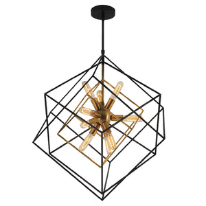 9 Light Sputnik Chandelier Black and Gold Chandelier, Modern Geometric Chandelier Gold Light,Mid Century Dining Room Chandelier Light Fixtures Over Table