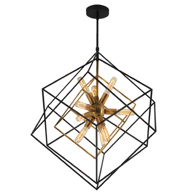 9 Light Sputnik Chandelier Black and Gold Chandelier, Modern Geometric Chandelier Gold Light,Mid Century Dining Room Chandelier Light Fixtures Over Table