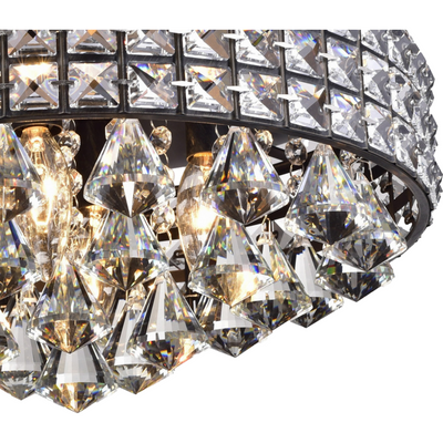 SEFINN FOUR 6 Lights Crystal Chandelier Flush Mount LED Ceiling Light Fixture for Dining Room Living Room