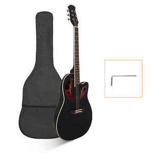 Black 41 inch Cutawary Round  Back Acoustic Guitar