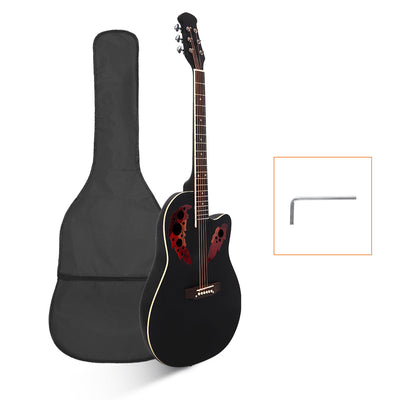 Black 41 inch Cutawary Round  Back Acoustic Guitar