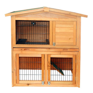 40" Triangle Roof Waterproof Wooden Rabbit Hutch A-Frame Pet Cage