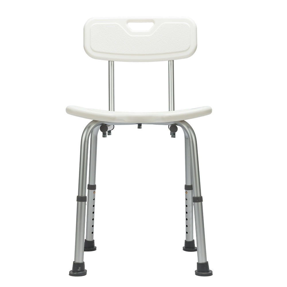 Hygienic Shower Seat , Adjustable Bath Seat, Slip Resistant Shower Chair With Removable Back Rest White