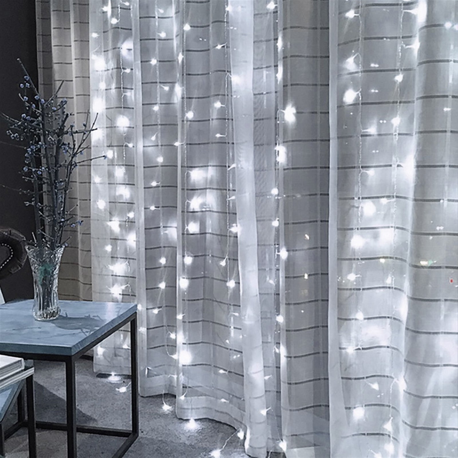 3M x 3M 300-LED White Light Romantic Christmas Wedding Outdoor Decoration Curtain String Light (110V