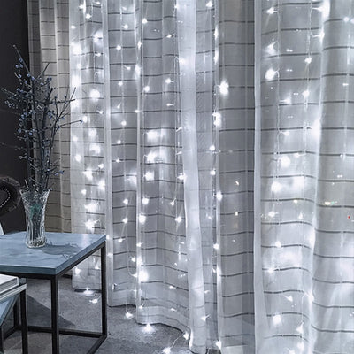 3M x 3M 300-LED White Light Romantic Christmas Wedding Outdoor Decoration Curtain String Light (110V