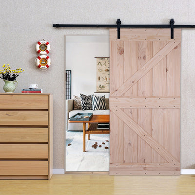 42in x 84in Unfinished Knotty Pine Sliding Barn Door (Hardware Not Included) (Arrow)