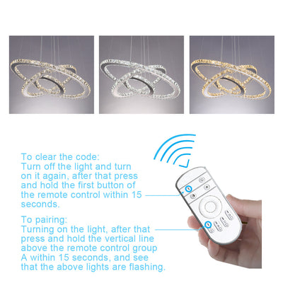 Modern 3 Ring Round LED Crystal Chandeliers - Dimmable