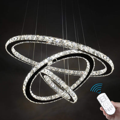 Modern 3 Ring Round LED Crystal Chandeliers - Dimmable