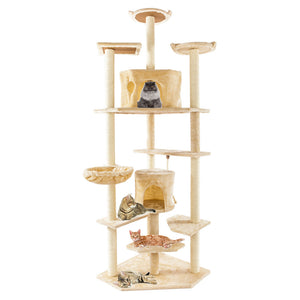 Black 80" Solid Cute Sisal Rope Plush Cat Climb Tree Cat Tower