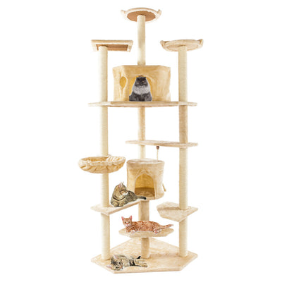 Black 80" Solid Cute Sisal Rope Plush Cat Climb Tree Cat Tower