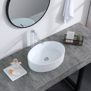 Bathroom Above Counter Oval Porcelain Ceramic Vessel Vanity Sink Art Basin