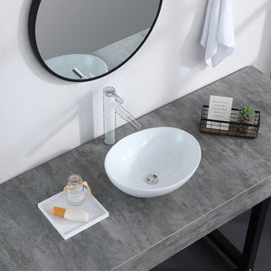 Bathroom Above Counter Egg Shape Oval Bowl Ceramic Vessel Vanity Sink Art Basin