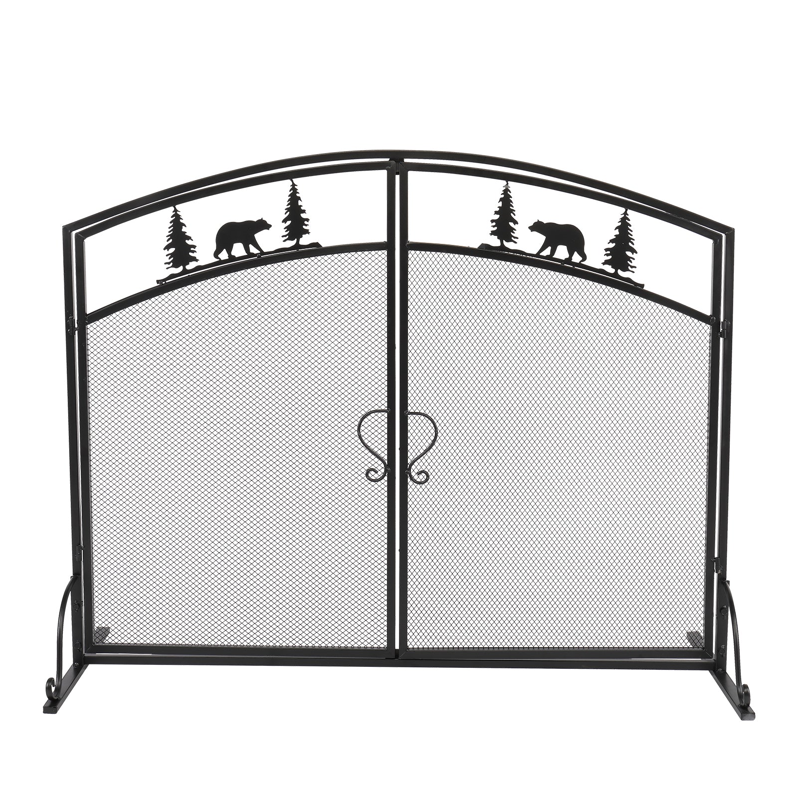 Double-door Curved Christmas Tree Decoration Fireplace Screen (99 x 34.5 x 79)cm