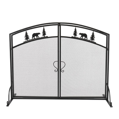 Double-door Curved Christmas Tree Decoration Fireplace Screen (99 x 34.5 x 79)cm