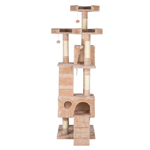 66" Sisal Hemp Cat Tree Tower Condo Furniture Scratch Post Pet House Play Kitten with Cozy Perches Beige