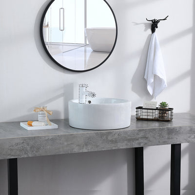 Bathroom Above Counter Round Style Ceramic Vessel Vanity Sink Art Basin