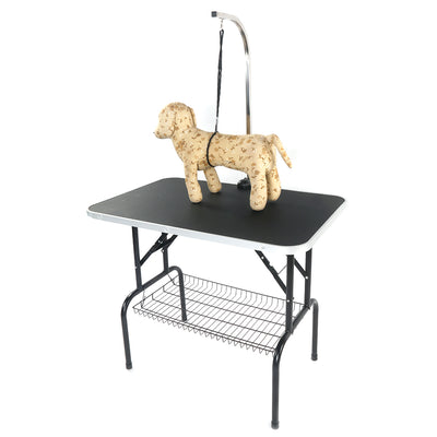 32" Foldable Pet Grooming Table with Mesh Tray and Adjustable Arm