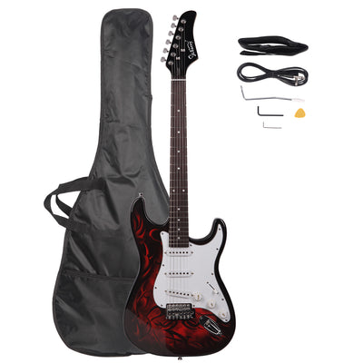 Red GST-E Electric Guitar with Shoulder Strap