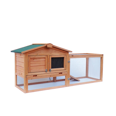 61" Waterproof Two-tier Wooden Rabbit Hutch Cage Chicken Coop House