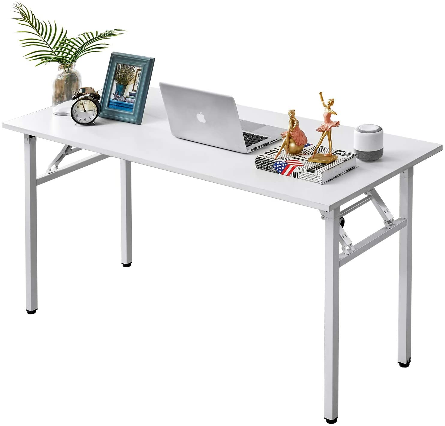AUXLEY 55“ White Folding Computer Desk with white Leg