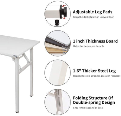 AUXLEY 55“ White Folding Computer Desk with white Leg
