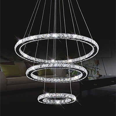 Modern 3 Ring Round LED Crystal Chandeliers