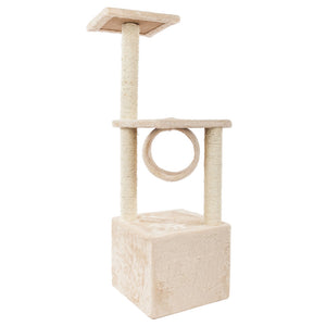 Beige 36" Solid Cute Sisal Rope Plush Cat Climb Tree Cat Tower